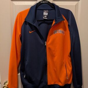 Nike Men's Bomber Jacket - Navy and Orange
